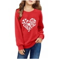 thumbnail image 2 of Milgrthf Chemise de la Saint-Valentin pour Femmes Imprimé Cœur Graphique Manches Longues Coupe Ample Chandail Blouse Col Rond Chandail en Molleton Rouge 4 Ans, 2 of 4