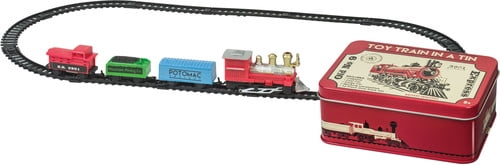 mini train set in a tin