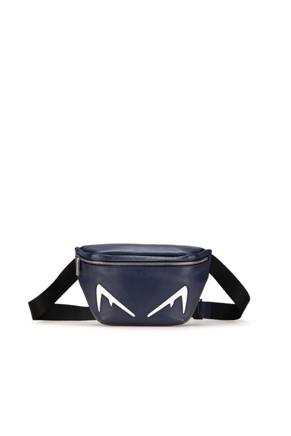 Pre-Owned Fendi Bugs Eye Waist Bag/Body Bag 7VA434 Navy Leather Men's FENDI (Good)