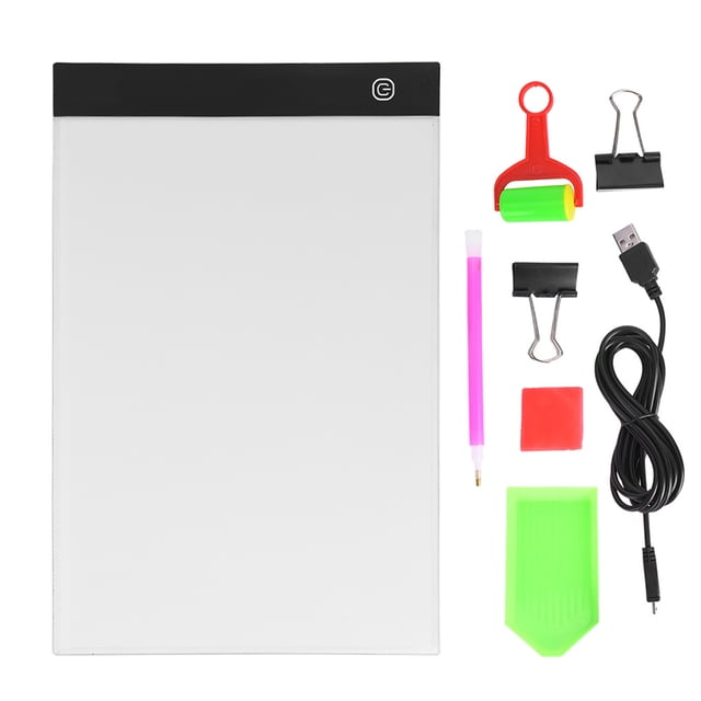 Almohadilla de copia LED A4, tablero de luz de pintura de diamante, caja de luz de dibujo de atenuación de 3 niveles con accesorios 100-240V