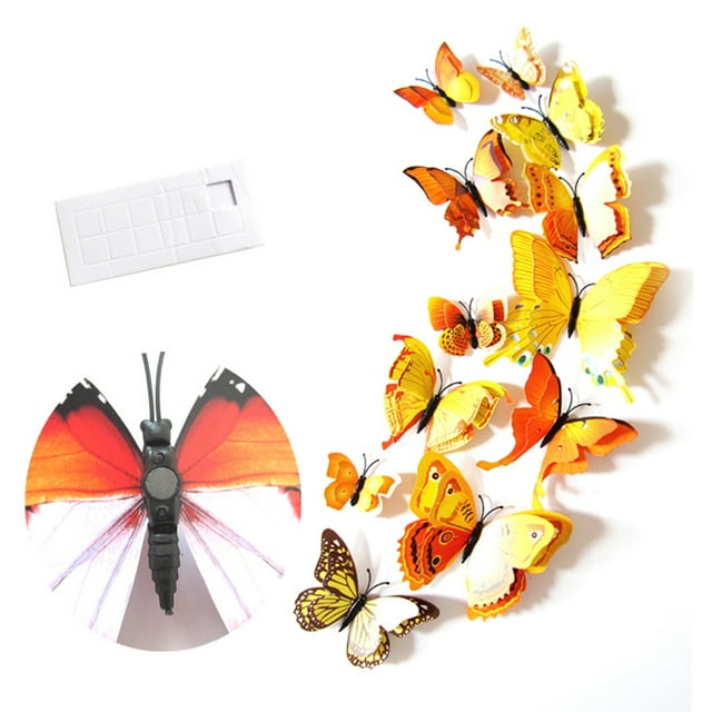 Labymos 12 Pcs Autocollants Muraux en PVC à Double Couche en Forme de Papillon, Autocollant Mural pour la Maison, Salon, Chambre de Bébé