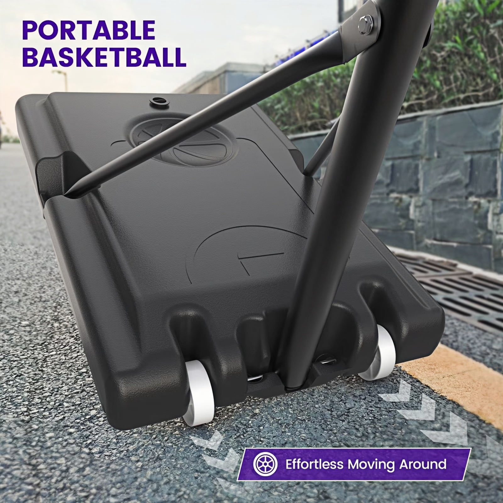 Bexfil 44inch Portable Adjustable Basketball Hoop with Weight Bag and Wheels, Outdoor Stand System for Kids & Adults, Height Adjustment from 5.3ft to 10ft