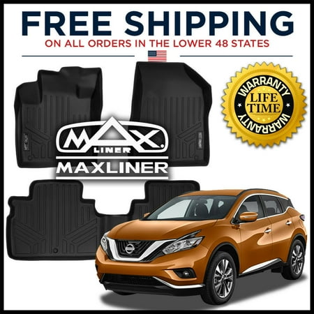 Maxliner Custom 1st 2nd Row Floor Mats Set Black For Nissan