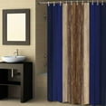 thumbnail image 2 of Fabric Shower Curtain Navy Blue Gradient Brown Rustic Wood Grain Texture Shower Curtains with 12 Hooks Waterproof Machine Washable Bath Curtains for Bathroom, 48x 72in, 2 of 6