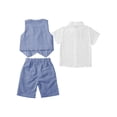 thumbnail image 4 of TTAO Baby Boys Classic Tuxedo Suits Kids 3pcs Formal Shorts Set Wedding Christening Pageant Outfit Sky Blue 130, 4 of 5