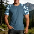 thumbnail image 2 of Durable Camouflage Print Short Sleeve Crewneck Tee Summer Casual Top Blue L, 2 of 5