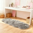 thumbnail image 3 of Faux sheepskin rug 2'x4', gray machine-washable plush rug, suitable for use beside the bed in the bedroom, living room, and kids' room, 3 of 8