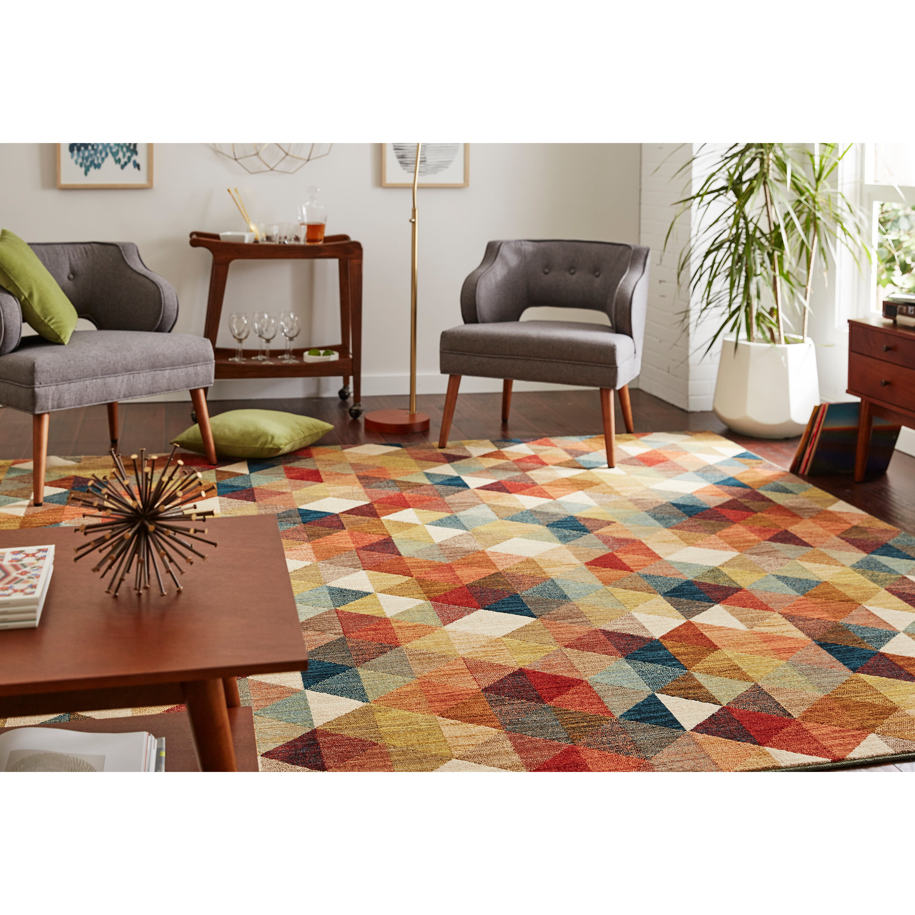 Mohawk Home Studio Diamonte Multi Woven, Teal And Red Rug