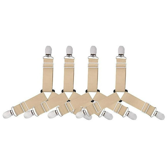 Adjustable Straps For Bed Sheet Elastic Triangle Bed Sheet Straps8pcsbeige