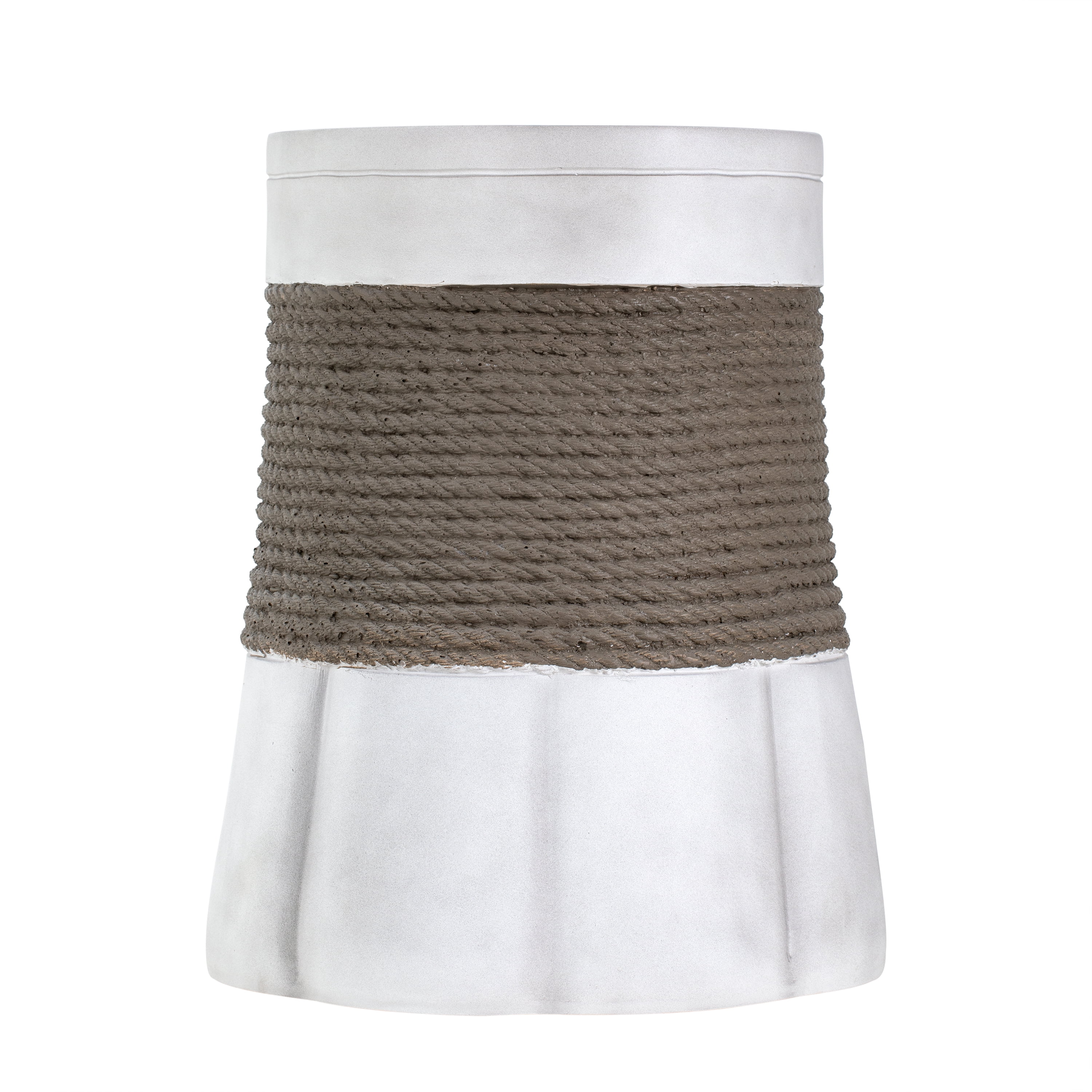Mintazer Woven Rope Fan Base MGO Round Side Table, Weatherproof Indoor Outdoor Cylindrical Accent End Table for Patio Balcony Living Room