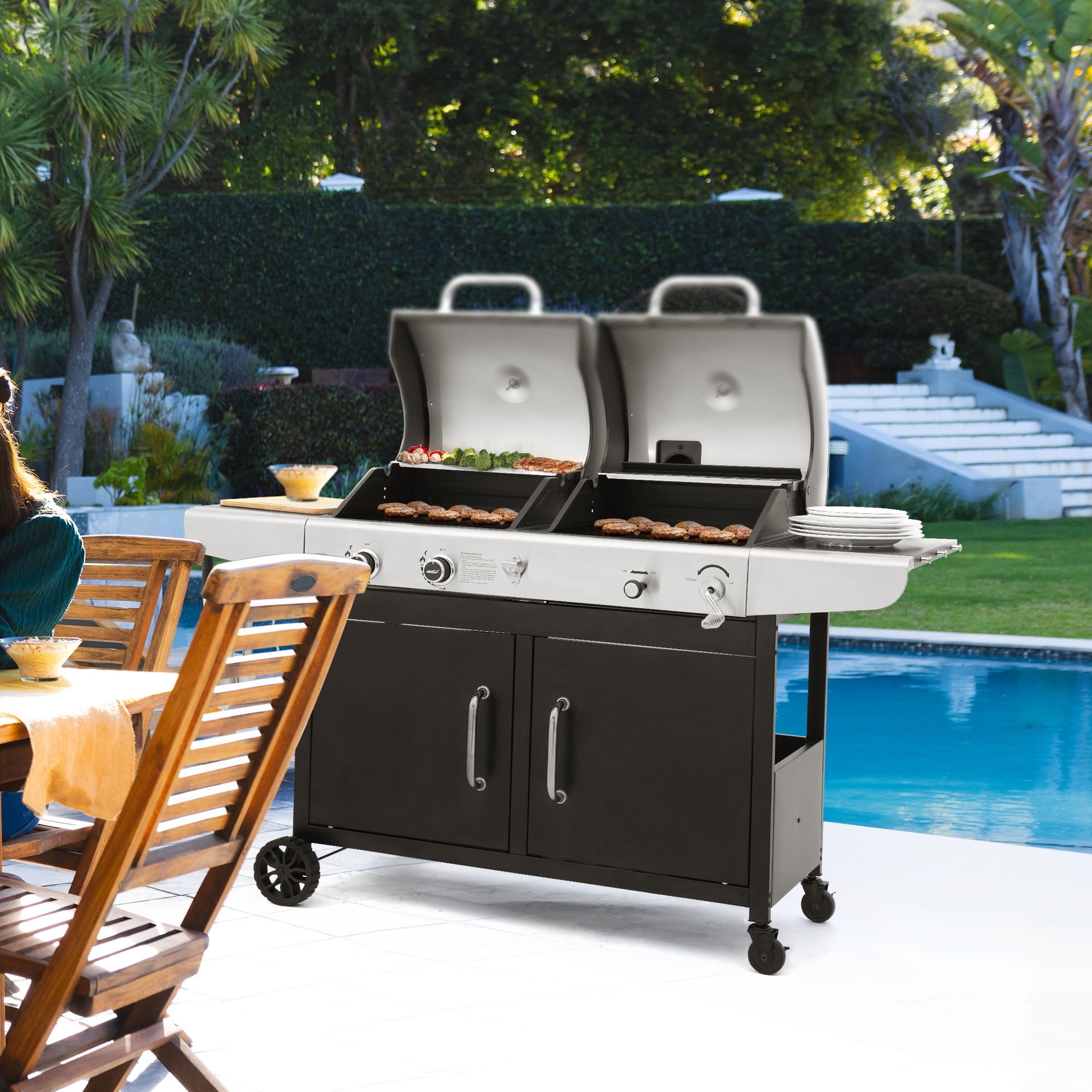 Royal Gourmet ZH3002C 3-Burner 25,500-BTU Dual Fuel Cabinet Gas
