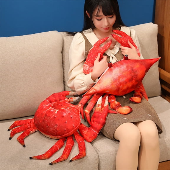 Giant Plush, Plush Toy, 22 In, Stuffed Animal, Plush, Soft Doll, Realistic Doll, Crab Decor, Sea Decor, Gift, Gag Gift, Red, 1 Pc