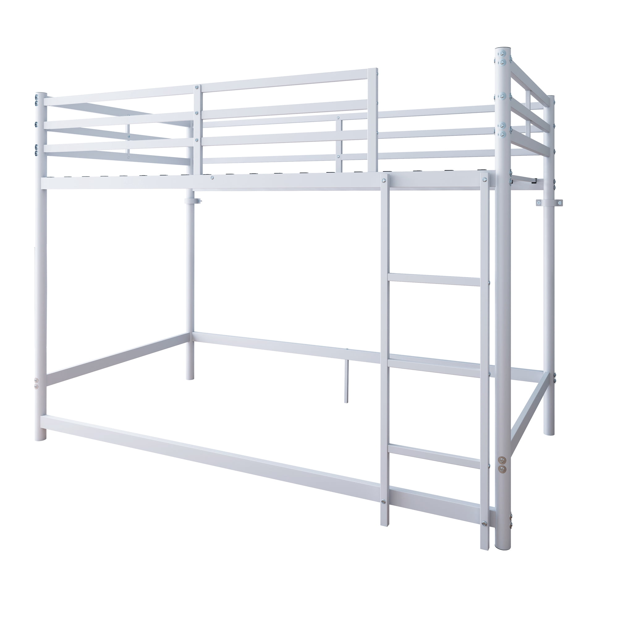 Alvantor Twin over Twin Metal Bunk Bed with Ladder, Guardrails, Under-Bed Storage, White
