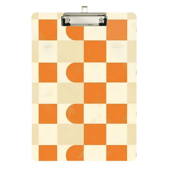 FORMRS Acrylic Clipboard with Low Profile Clip Standard A4 Letter Size, 12.5" x 9", Orange Checkered Pattern