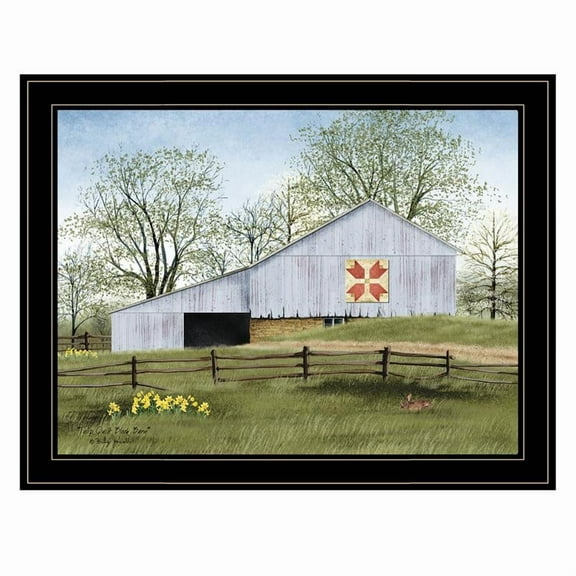 TrendyDecor4U Tulip Quilt Block Barn Billy Jacobs Framed Print BJ1022XGP-704G