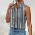 thumbnail image 2 of Aboser Striped Button Down Shirts for Women Business Casual Sleeveless Blouse Work Office Tank Tops Dressy Lapel Collar Beach T Shirt Loose Fit Lightweight Blouses, 2 of 8