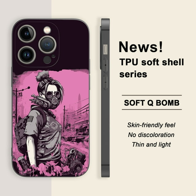 Mantenga su iPhone seguro y elegante con una divertida funda plateada mate con estampado de dibujos animados, diseñada para iPhone 15 Pro Max 14 13 12 Pro 11