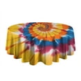 thumbnail image 5 of Colorful Rainbow Tie Dye Spiral Pattern Round Tablecloth 60"x60",Wrinkle Wipeable Table Cloth for Kitchen Dining Room Picnic Patio Party, 5 of 6