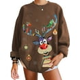 thumbnail image 1 of Bellella Chandail en Molleton de Noël pour Femmes Imprimé Élan Chandail Col Rond Xmas Chandails en Molleton Décontractés Manches Longues Automne Café TG, 1 of 3