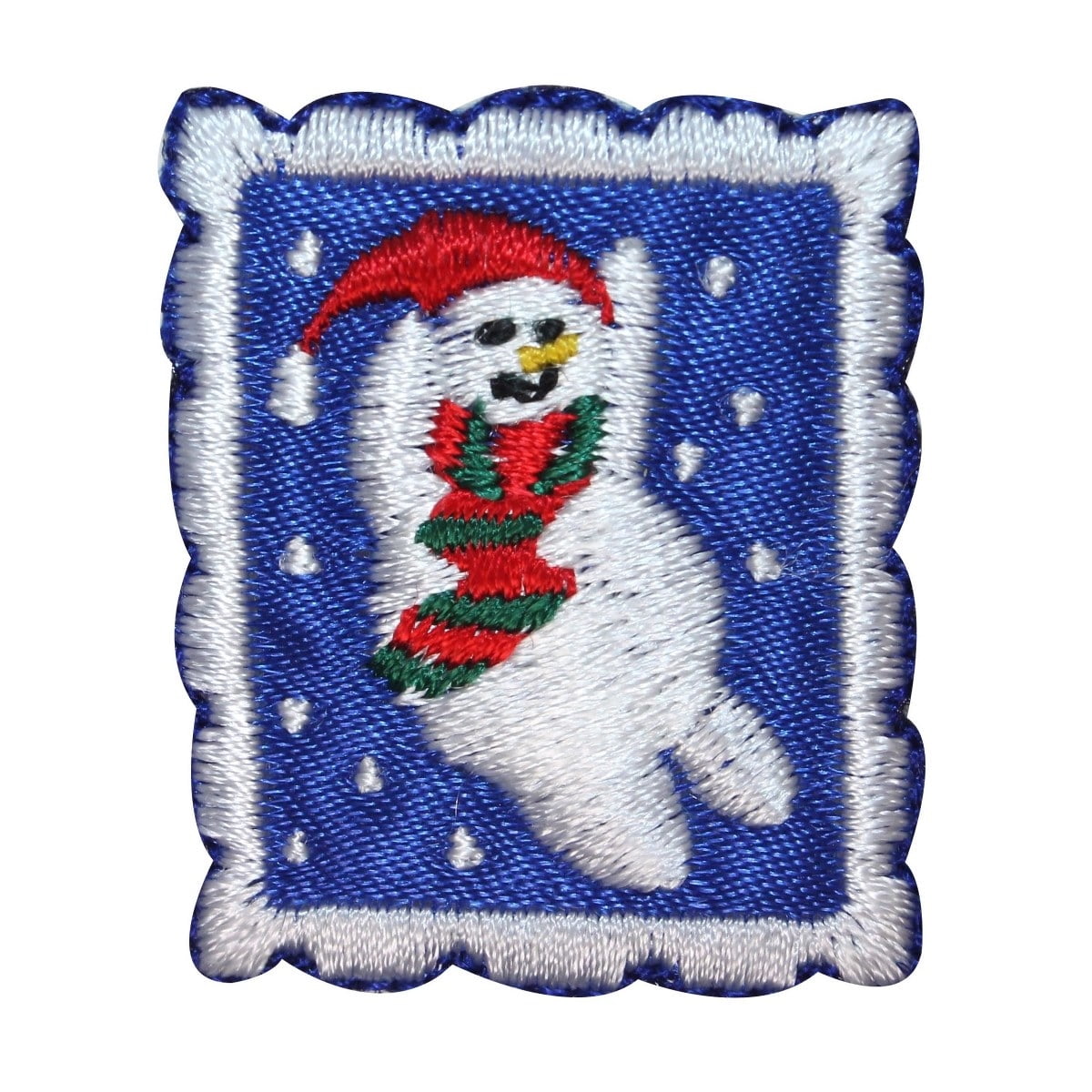 ID 8203C Snowman Stamp Patch Christmas Winter Snow Embroidered Iron On