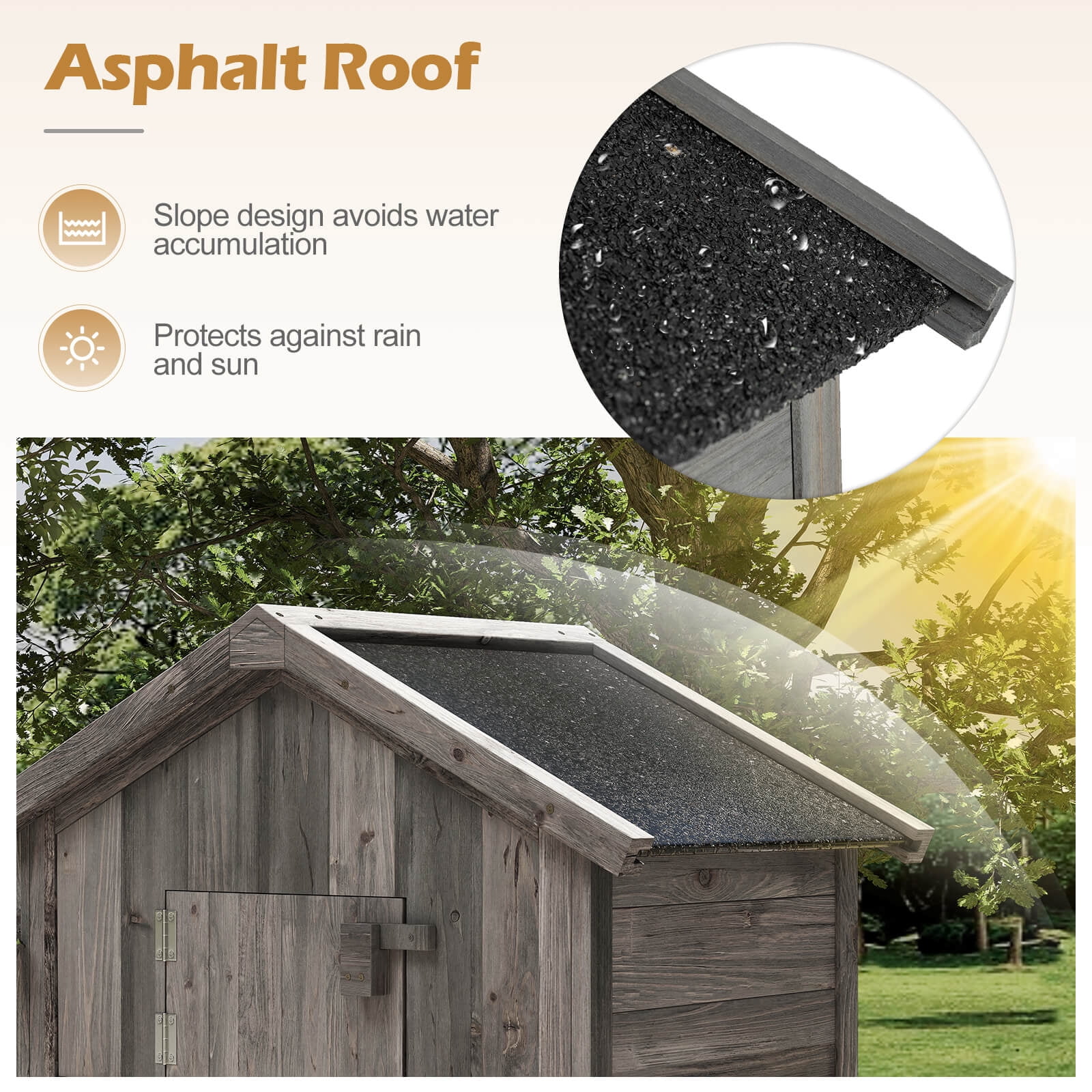 Costway Wood Garden Storage Shed with Lockable Barn Door, Removable Shelves for Patio Gray