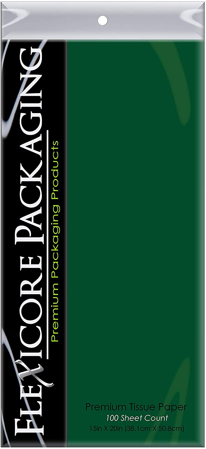 Flexicore Packaging Emerald Green Gift Wrap Tissue, (10 Rolls)