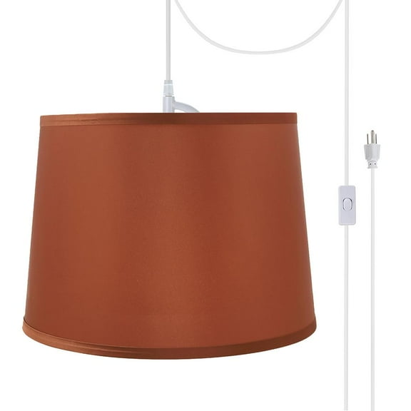 Aspen Creative 72307-21 One-Light Plug-In Swag Pendant Kit with Empire Lamp Shade, Burnt Orange