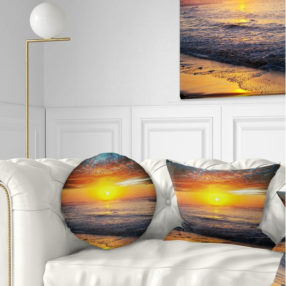 Designart 12" x 20" Blue Polyester Throw Pillow