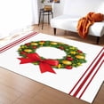 thumbnail image 3 of Christmas Wreath Area Rug 2x3ft Pig Bow Animal Red Stripes Winter Farm Non-Slip Washable Square Rugs Soft Felt Indoor Floor Mat for Bedroom Kitchen Living Room Bathroom, 3 of 8