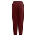 thumbnail image 3 of QLEICOM Womens Slacks Women's Relaxed Fit Straight Leg Pants Fashion Summer Loose Cotton And Linen Pocket Solid Trousers Pants Work Cargo Casual Pants Wide Leg Pants Relaxed Fit Trousers Wine L, 3 of 4