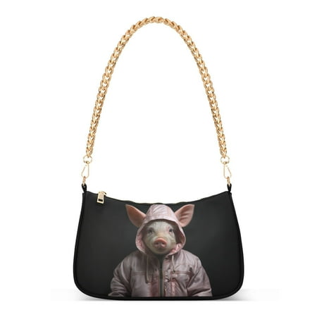 Pig HoodieWomen Small Shoulder Bag Crossbody Tote Hobo Bags Purse Clutch Handbags with Chain Strap for Women