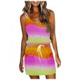 thumbnail image 2 of SMihono Robe d'Été Grande Taille pour Femmes 2023 Mode Femmes Décontractée Col en V Sans Manches Imprimé Teinture sur Nœuds Poches Gilet Mini Robe, 2 of 6