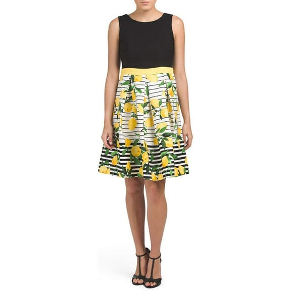 Chetta B Lemons Fit and Flare Yellow/Black Dress - 10