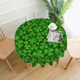 thumbnail image 3 of St Patricks Day Tablecloth Round Clover Shamrock Green Table Cloths Circular Table Cover Waterproof and Dustproof Wipeable Polyester Tabletop for Dining Kitchen Picnic Party Decor 60 Inch, 3 of 6