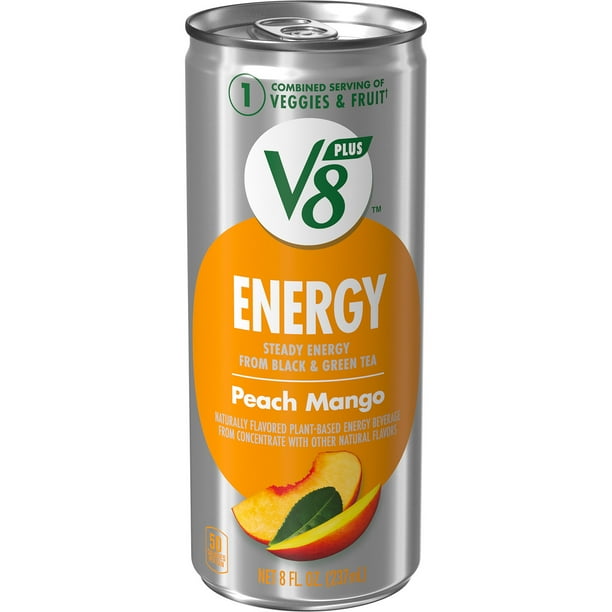 V8 +ENERGY Peach Mango Energy Drink, 8 FL OZ Can