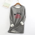 thumbnail image 1 of Tenues d'Hiver pour Femmes, Mode Décontractée d'Hiver, Pull à Manches Longues, Col Rond, Imprimé de Noël, sous-Couche en Peluche Chaude, Tenues de Gym pour Femmes en Liquidation, 1 of 5