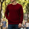 thumbnail image 5 of Crewneck Sweatshirts for Men with Pockets Fleece Lined Long Sleeve Shirts No Hood Mens Casual Solid Color Pullover Thermal Athletic Sweatshirt Tops, 5 of 8