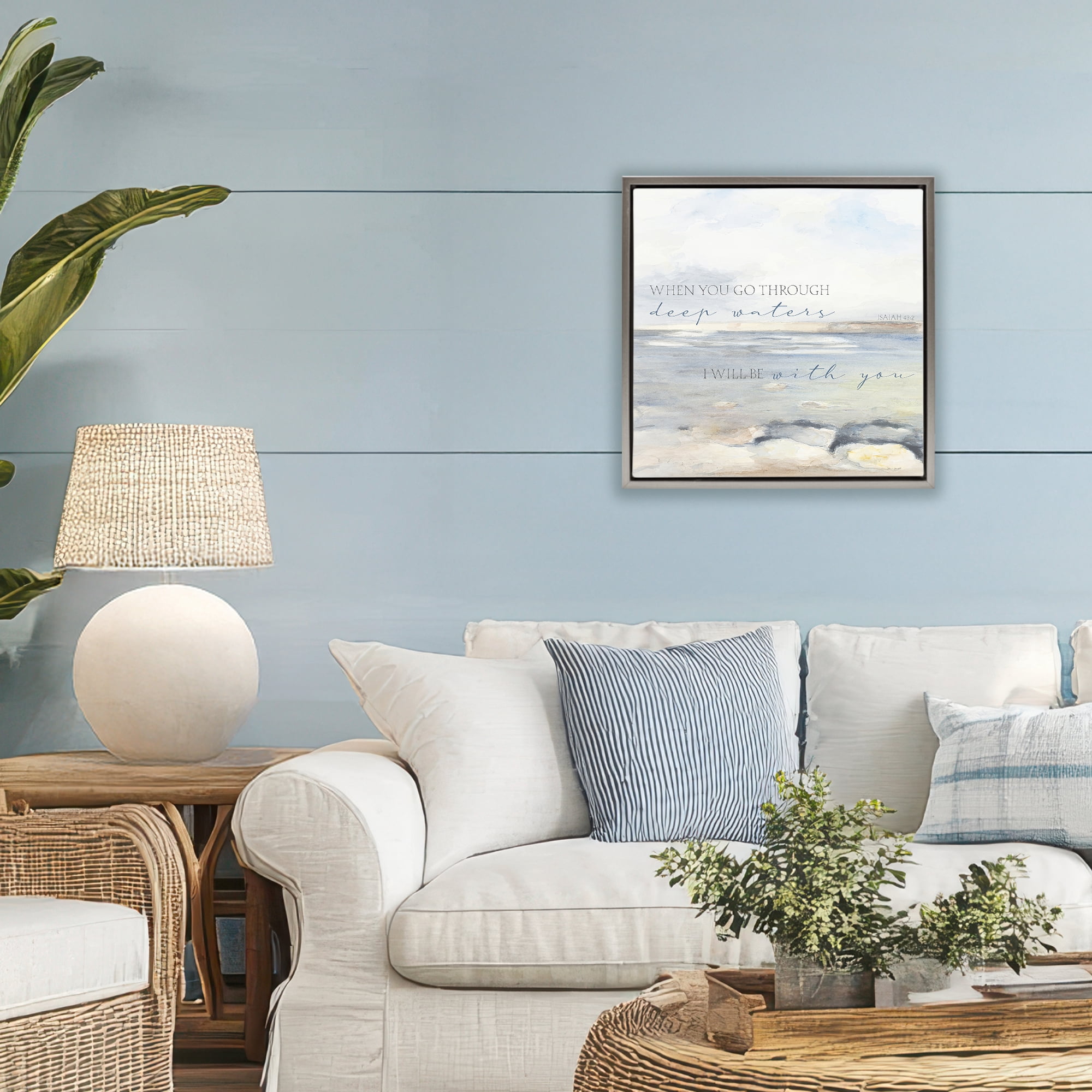 Stupell Industries Deep Waters with You Gray Framed Floater Canvas Wall Art, design by Lanie Loreth