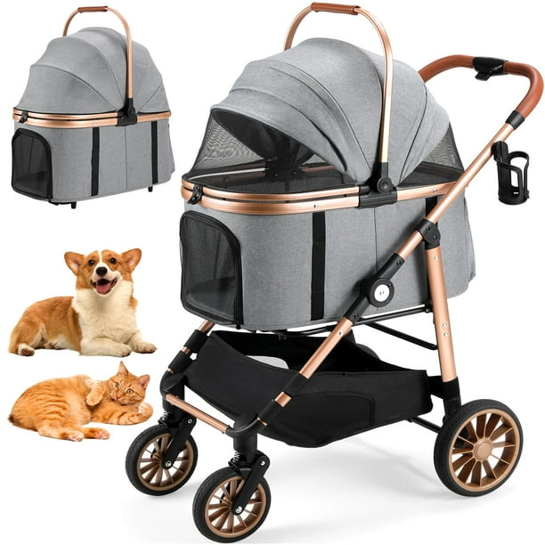 Cochecito para mascotas MAMIZO para perros y gatos de hasta 25 kg con transportín