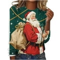 thumbnail image 2 of Craaazy Christmas Shirts For Women Santa Xmas Graphic Pullover Christmas Tree Printed Top Christmas Gifts Crewneck Sweatshirts Gifts, 2 of 5