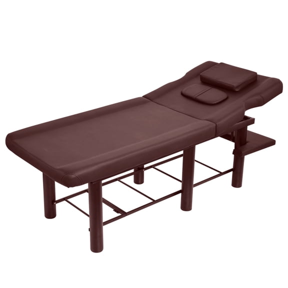 72.8"x27.5" Spa Massage Bed Capacity 440lbs, Height Adjustable Massage Table, Spa Table with Non-Woven Bag for Spa Footmassage Facial CareSpa Tattoo(Thickened Cushion, Brown)