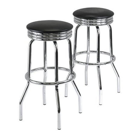 Winsome Wood Summit Swivel Bar Stools With Metal Legs Black Faux Winsome Wood Summit Swivel Bar Stools With Metal Legs Black Faux Leather Seat Set