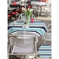 thumbnail image 5 of Outdoor Tablecloths with Umbrella Hole & Zipper, Grey Blue Striped Round Tablecloth 54 Inch, Farmhouse Stripes Abstract Art Navy Blue Waterproof Table Cloth, Patio/Pool/Picnic Table Covers, 5 of 8