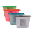 thumbnail image 1 of 4 Pack Reusable Silicone Food Storage Bags, Expandable Food Bag, Plastic Zipper Clip for Sealing Containers, 1 of 5