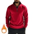 thumbnail image 2 of fatyb Men's Quarter Zip Pullover Long Sleeve Mock Neck Sweatshirts for Men Comfortable Warm Casual Tops, 2 of 7