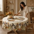 thumbnail image 7 of 59.8 Inch Round Fall Thanksgiving Halloween Polyester Tablecloth Maple Leaf Ghost Pumpkin Print Waterproof Wrinkle Resistant Circular Table Cover for Dining Table Farmhouse Holiday Party Decor, 7 of 7
