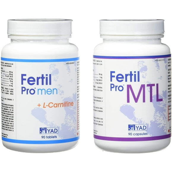 FERTIL PRO MEN + L- Carnitine and FERTIL PRO MTL Combo By YadTech - 100% Natural Health Suppliment. Recommended By Most Fertility Specialists Across Canada. 90 Days Supply.