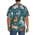 thumbnail image 3 of Xecao Dogs Pattern Men's Short-Sleeve Cuban Collar Button-Down Shirt with Chest Pocket Lightweight Tropical Vacation Shirt-Medium, 3 of 5