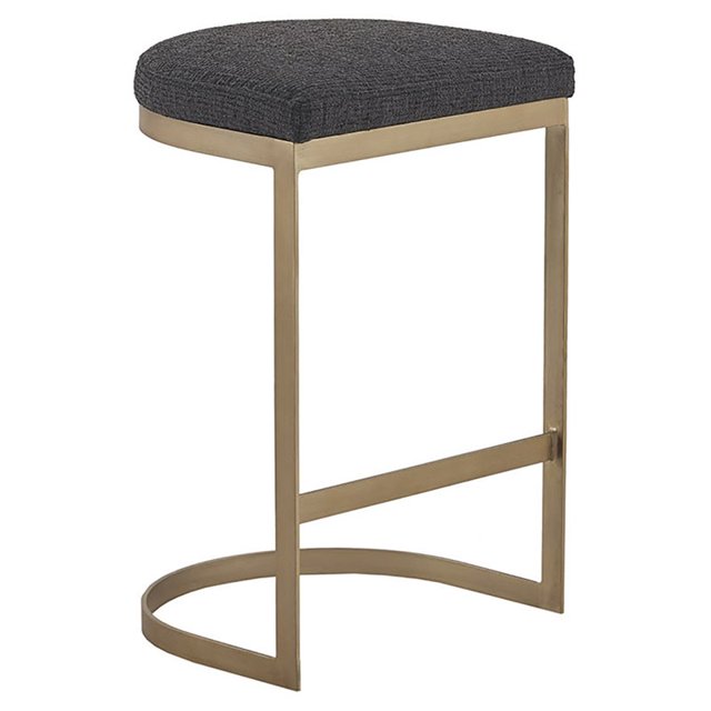 Madison Park Maison 25" Solid Wood Polyester Counter Stool in Charcoal/Gold