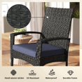 thumbnail image 3 of Outdoor Wicker Rocking Chair with Padded Navy Blue Cushion, Weather-Resistant PE Rattan & Steel Frame, High Back Armrest Patio Chair for Garden, Porch, Balcony, 26"W x 38.6"H, 3 of 7
